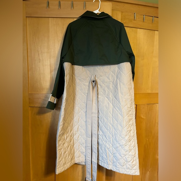 Ann Taylor Quilted Tan and Green Coat with Belt - Picture 7 of 8